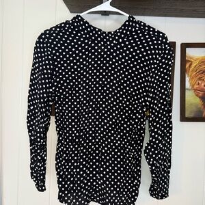 Zara Black and White Fitted Blouse with Peter Pan Collar